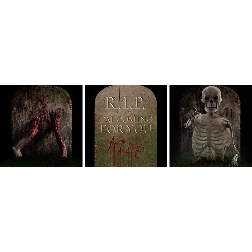 WindowFx Tombstone Projection Kit with Animated Halloween Videos, LCD, LED Display, Black, HDMI Connection