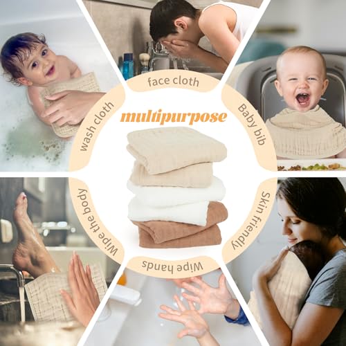 Image of MIGIOL Baby Burp Cloth 100% Cotton Newborn Cotton Muslin Burp Cloth 10x20 inches (Apricot Color 6 Pieces)