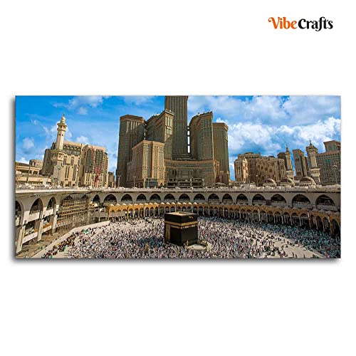 Image of VIBECRAFTS Canvas Paintings for Living Room Drawing Room Skyline Of Mecca Saudi Arabia Canvas Wall Painting Fitted With Wooden Frame For Home | Office | Living Room | Gift (PTVCH 2495)