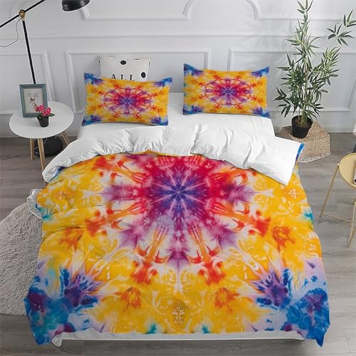 Housse de couette mandala 260x220 cm avec taies d'oreiller en microfibres