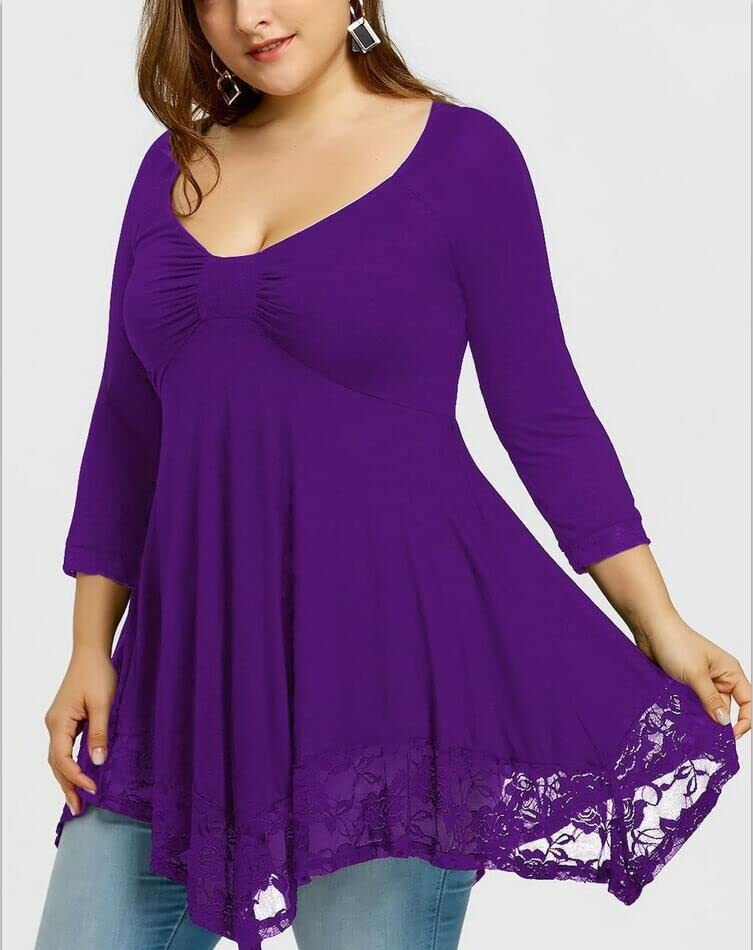 Qingyuan 2022 Summer Euro an and American Amazon Fat Women Plus Size Women's lace Stitching Large ne line Long-Sleeved Women's dr bla 5XL offers donot miss 6 Qingyuan 2022 Summer Euro an and American Amazon Fat Women Plus Size Women's lace Stitching Large ne line Long-Sleeved Women's dr bla 5XL offers donot miss