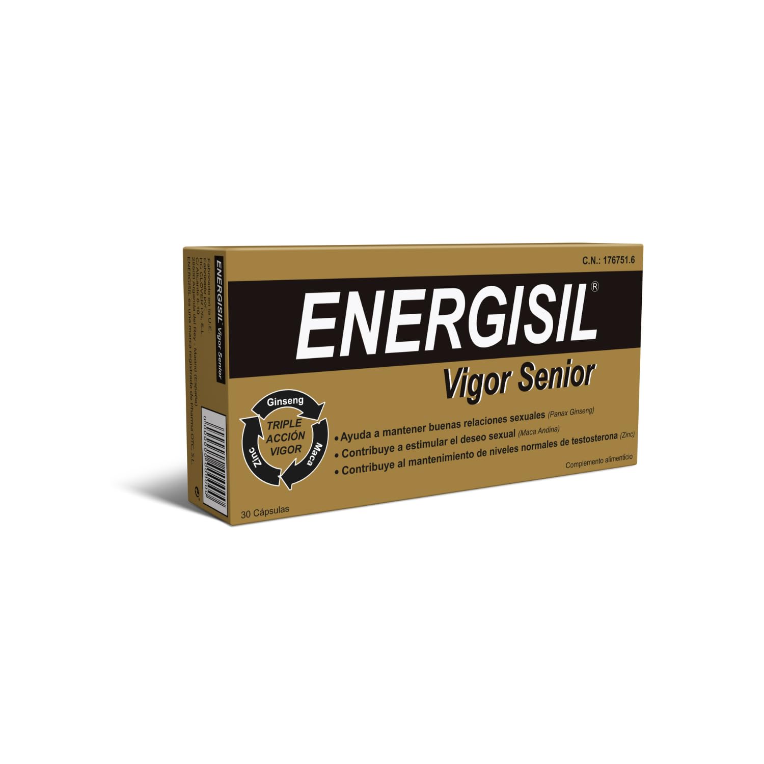 Energisil Vigor Senior 30 Cápsulas - Pack de 3 Unidades - Ayuda a Mantener buenas Relaciones Sexuales y a Estimular el Deseo Sexual - con Ginseng, Maca, L-Arginina, Selenio, Vitaminas y Zinc