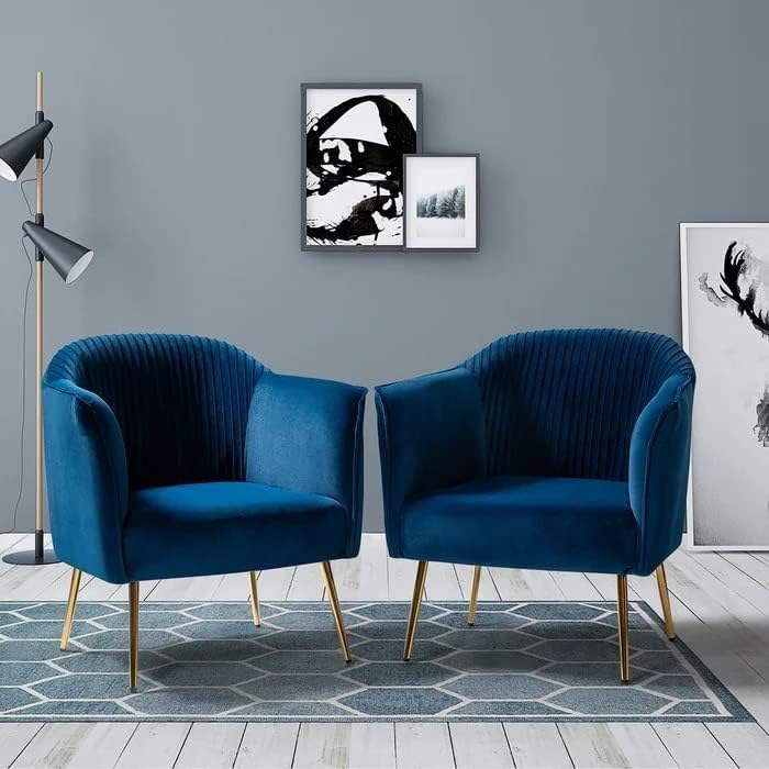 Buy WOOD POINT Crafts Tufted Barrel Chair (Set of 2) Fabric Velvet