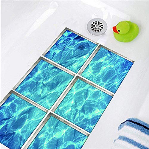 ChezMax Ripple Bath Treads Sticker Safety Non Slip Bath Tub Tattoos Tub Stickers Tub Decals Tub Appliques 6 Pcs 5.9" X 5.9"