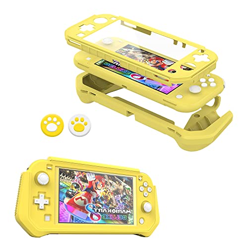 Funda protectora para Nintendo Switch Lite, Switch Lite con protector de pantalla desmontable + funda de agarre de mano compatible con Nintendo Switch Lite 2019 (amarillo)