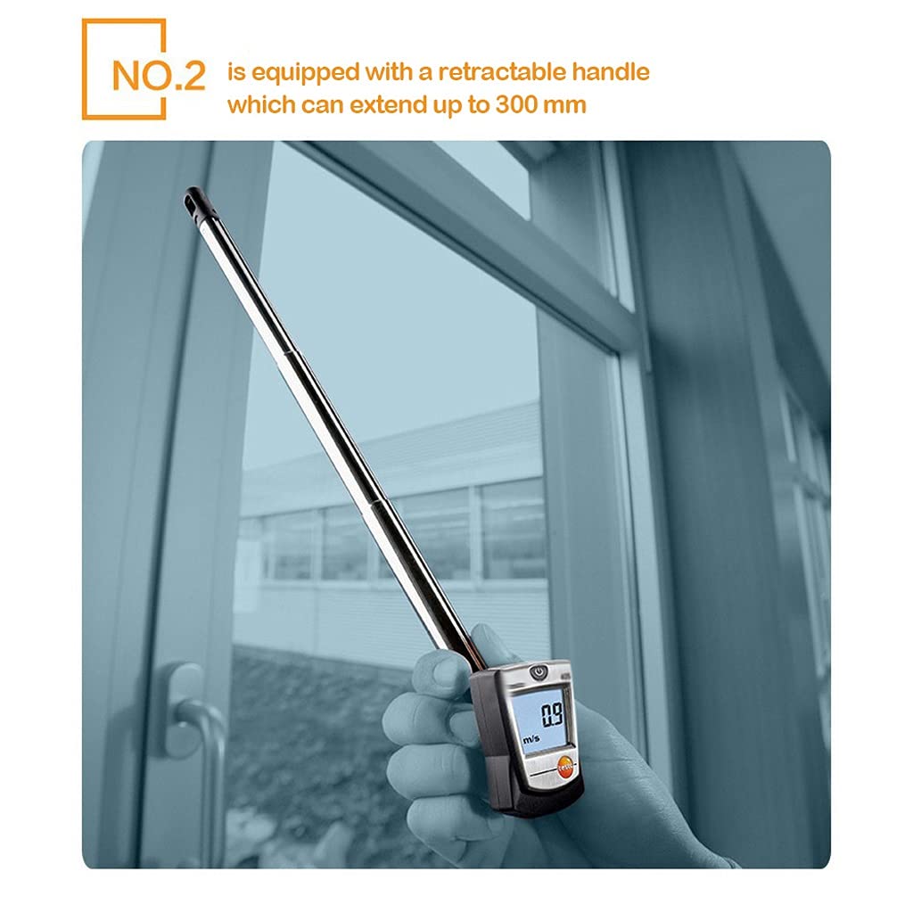 Thermal Anemometer Handheld Digital Indoor Air Speed Measuring Instrument with Duct Holder