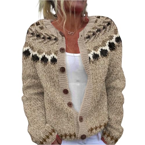 Cardigan Femme Pull de Noel Jacquard Femme Gilet Noël Hiver