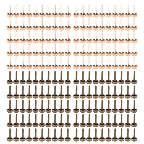 Xolsurg 200pcs Mini Brads 8mm Round Head Metal Fasteners for Handcraft DIY Album Punk Box Package