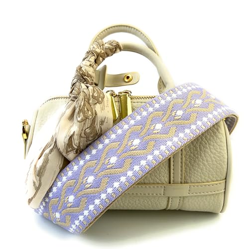 Image of Purse Strap Replacement for Crossbody Bags & Handbags | Premium Webbing with Light Gold Hardware Clip-On Installation Adjustable Length Comfortable Wide Guitar Style Strap