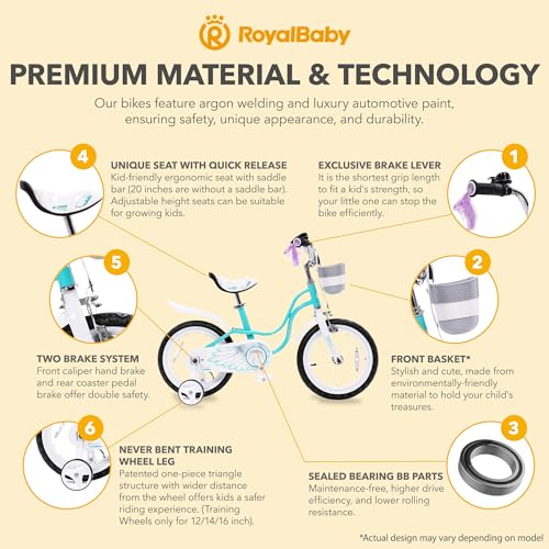 Image of Royalbaby Princess Girls Kids Bike 12 14 16 18 20 Inch Children Bicycle with Basket for Age 3-12 Years