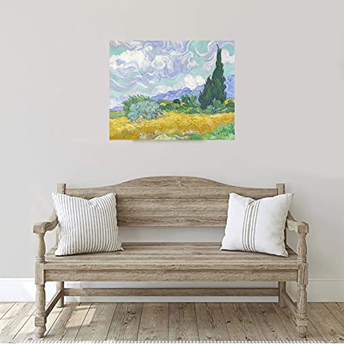 Huahuo Wall Art Wheat Field With Cypresses Van Gogh，Famous Oil Paintings Reproduction Landscape Picture Giclee Canvas Prints Artwork For Kitchen Home Office Decoration 20X16In, Frameless #TOP2