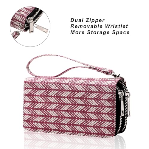 Image of Double Zipper Wallet for Woman Clutch Purse with Cell Phone Holder for Smartphone /Card /Coin /Cash