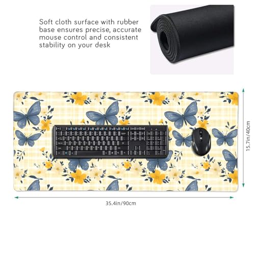 Grand tapis de souris de jeu papillon en caoutchouc pour clavier PC - 2