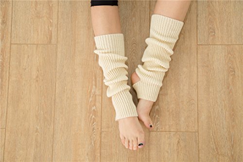 Yoga Socks for Women Girls Workout Socks Toeless Training Dance Leg Warmers (White)4