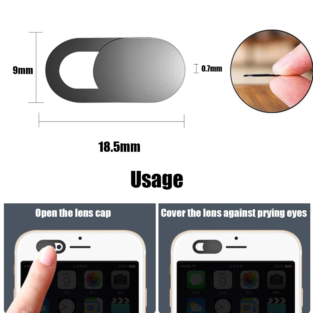 Copri Webcam Slider - 8 Pezzi Ultra Sottili Per Laptop, PC, Tablet E Smartphone, Protezione Privacy - Foto 2