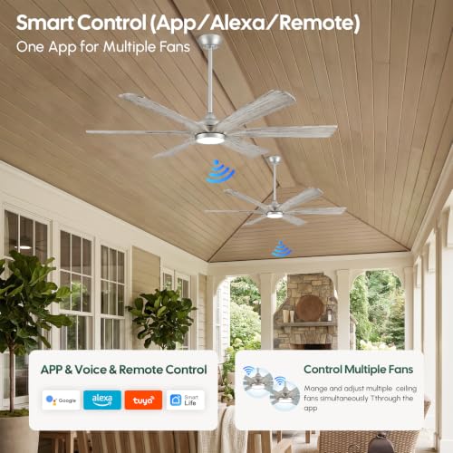 72 Inch Smart Ceiling Fan with Light,6 Barn Solid Wood Blades,Large Airflow - image 3