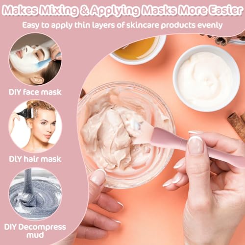 2 Stück Silikon Gesichtsmasken Pinsel Applikator Gesichtsmasken Spatel Gesichtsmasken Pinsel Hautpflege Applikator für Gesichtsschlamm Tonmaske Heimwerken Modelliermaske Körperlotion (Blau, Rosa)