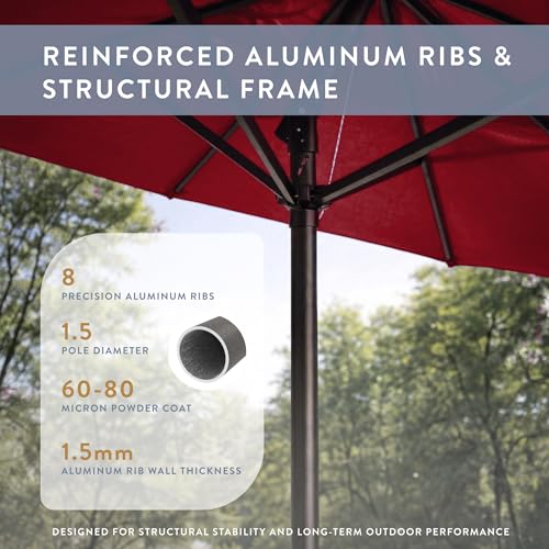 Image of California Umbrella 8-Year Protection 9 Ft Outdoor Patio Umbrella, Solstice Fade-Resistant Fabric, Auto-Tilt, Heavy Duty Aluminum Frame, 8 Reinforced Ribs for Pool or Deck, Bronze Pole