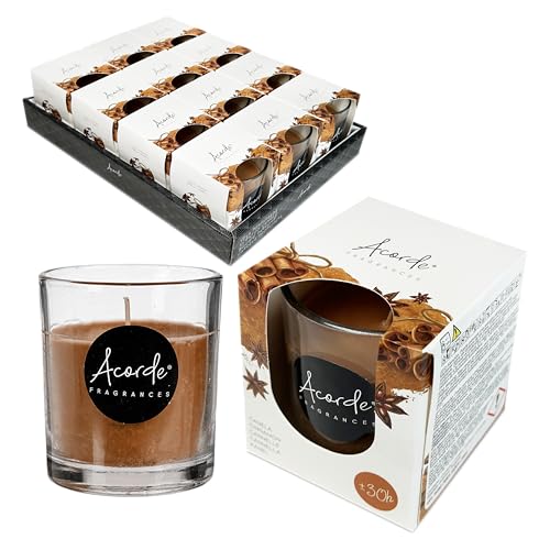 Velas Aromáticas de Canela en Vaso de Cristal +30 Horas Duración | Ambiente Cálido y Acogedor | Velas Perfumadas Para el Hogar (5 Unidades)