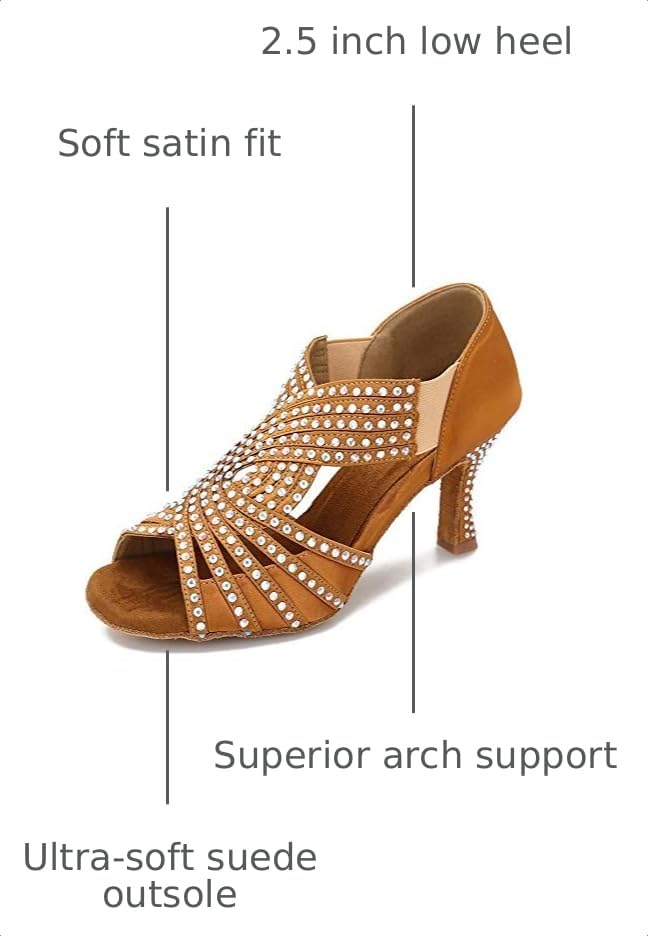 Image of TTdancewear Women Rhinestone Dance Shoes Ballroom Latin Salsa Bachata Performance Dance Dancing Shoes
