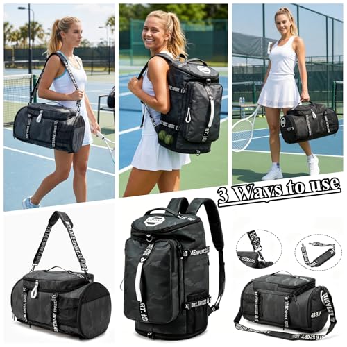 Image of Gym Duffle Bag Backpack,4‑Way Waterproof with Shoe Compartment Travel Hiking Laptop