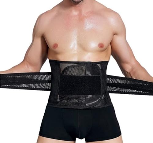 comfortlying Hombres Cintura Trainer Spandex Poliéster Transpirable Ajustable Ajustable Fitness Sauna (Color : Negro, Size : M) Cover