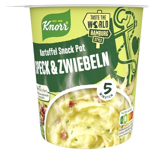 Knorr Kartoffel Snack Pot Speck & Zwiebeln Snackbecher mit Kartoffelpüree fertig in nur 5 Minuten 8x 58 g