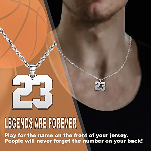 LoEne Jewelry 925 Sterling Silver Silver Plated 77 Number Necklace Personalized Jewelry Custom Number Chain Sports Necklaces for Men Women, 0.9 inch3