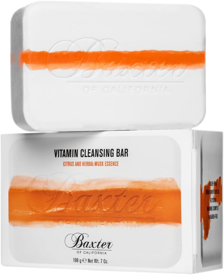 Baxter OF CALIFORNIA Vitamin Cleansing Bar Citrus & Herbal Musk - Moisture Restoring Body Soap, 198 g (Pack of 1)