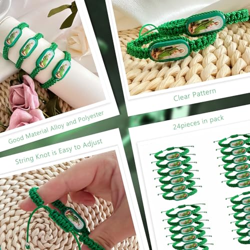 24PCS Virgin Mary Bracelets，Green Saint Jude bracelet Rosary Handmade Mexican bracelets,Virgen de Guadalupe Bracelet San Judas Tadeo Gift For Men Women2