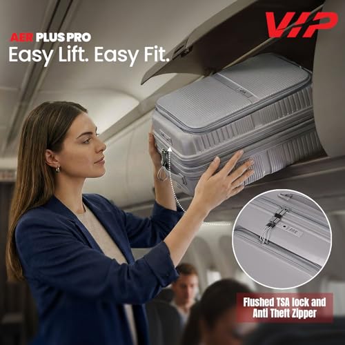 Image of VIP AER Plus Pro Cabin Trolley Bag 56cm | Small | Hard Luggage | Smooth 8-Wheel Suitcase with Laptop Compartment | Flushed TSA Lock - Business Travel Luggage | 3 Years International Warranty (Grey)