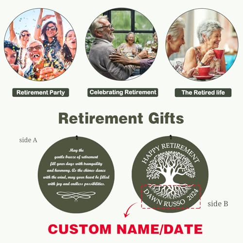 Image of ASTARIN Personalized Wind Chime, Decorative Accent for Indoors, Gift for Retirement, Dad Mom Retirement Remembrance Gift
