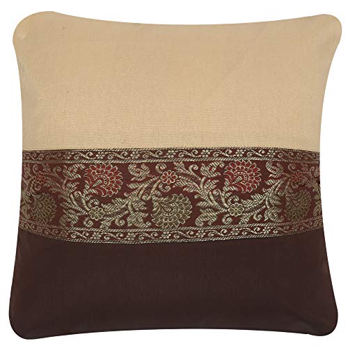 Image of Cushion Covers 18x18 Set of 2 Luxury Sofa Decor Silk Cushion Pillows Covers Brown Cushion Covers 45x45 cm Pack of 2