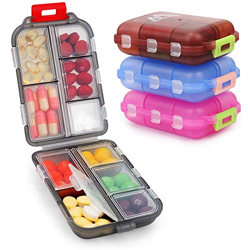 4 Pack Pill Case Portable Small Weekly Travel Pill Organizer Portable Pocket Pill