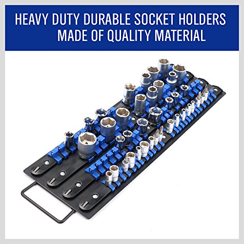 Image of HORUSDY 80-Piece Heavy Duty Socket Organizer, 1 /4-Inch, 3 /8-Inch, 1 /2-Inch, Premium Quality Socket Holders