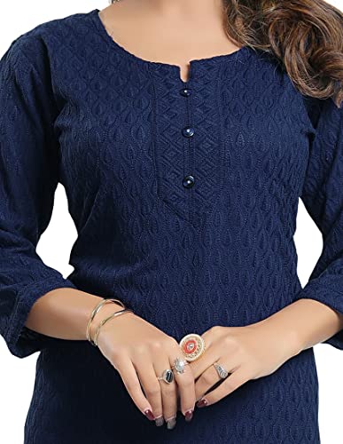 Image of DREAM & DZIRE Chikankari Kurti for Women of Cotton in Plus Size & Small Size.