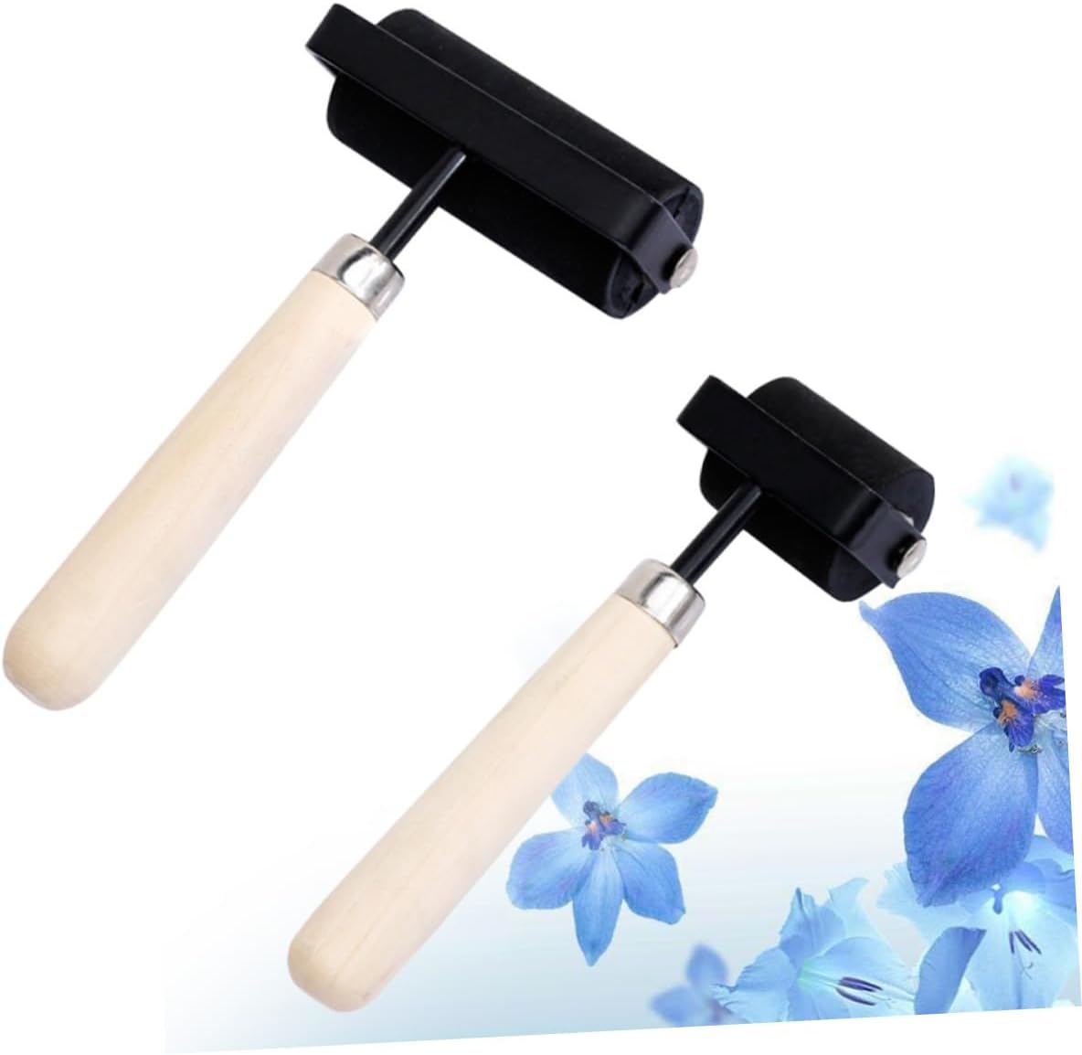 COHEALI 2pcs Relief Printing Printing Rollers Wooden Handles for Ink Distribution Stamping