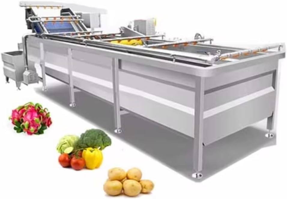 Industrial Fruit and Vegetable Cleaner, Bubble Washing Machine with Programmable Settings, Produce Washer for Seafood Market, Food Factory & Commercial Workshop