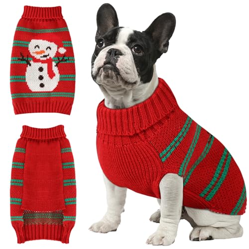 Christmas Dog Sweaters for Small Medium Large Dogs Girl Soft Warm Pup Dogs Shirt Turtleneck Double Knitting Collar for Outdoors Playing Warm Dog Cat Clothes(Snowman XXS)