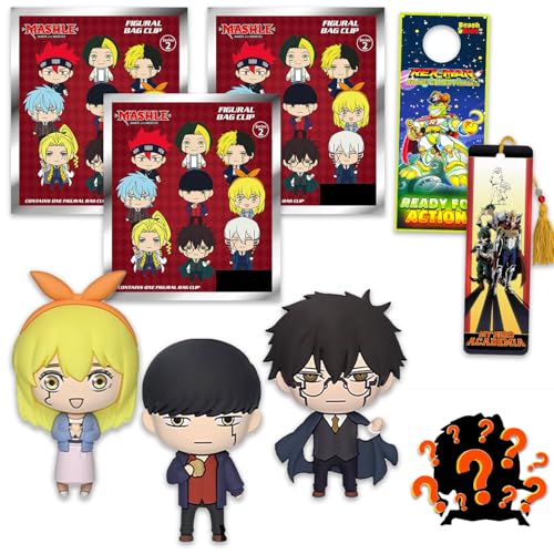 Mashle Magic and Muscles Blind Bags Set - Bundle of 3 Figural Bag Clips, Bookmark, More for Kids | Goodie Bags for Teens, Adults