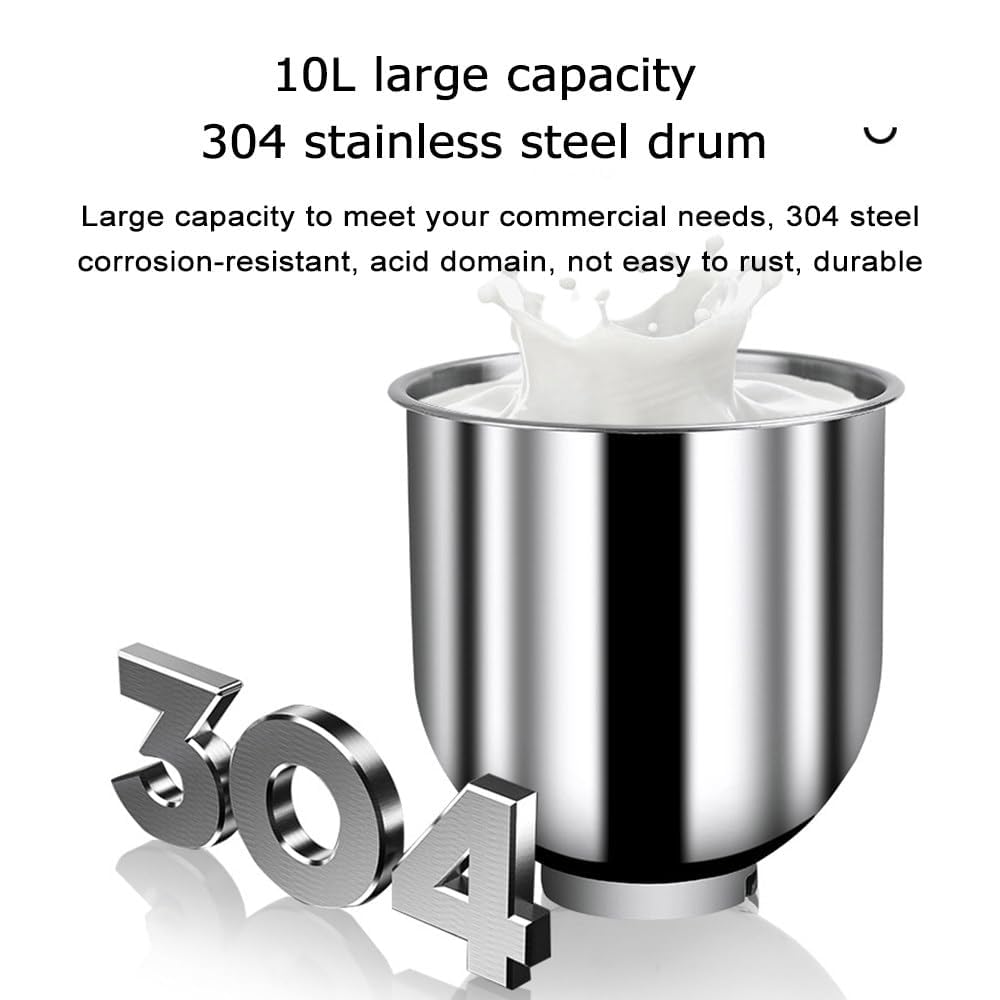 Impastatrice verticale, impastatrice a spirale elettrica da 500 W, ciotola da 10 litri, 3 velocità, macchina robusta per uso professionale in ambito domestico per la panificazione e l'impast