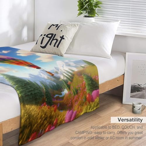 Couverture chaude en flannel motif montgolfière plaid toutes saisons lit 140x180cm