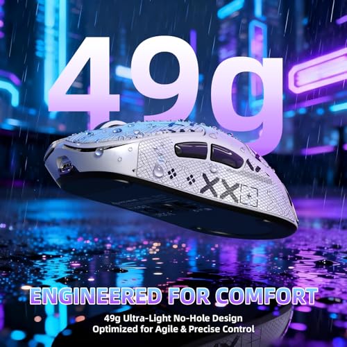 Image of MAGIC-REFINER AJ199 Superlight Wireless Gaming Mouse,BK3633 Tri-Mode BT /2.4G Wireless /Wired Mouse with Grip Tape,24000DPI,1000Hz Polling Rate,600mAh,Med Size,5 Programmable Buttons for Pc /Mac,WhitePRO