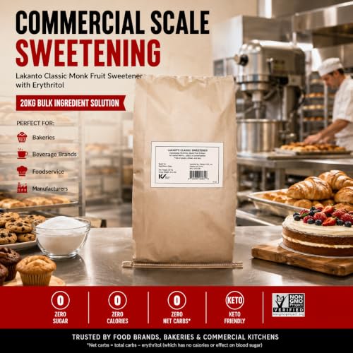 Image of Lakanto Bulk Classic Monk Fruit Sweetener with Erythritol - Bulk White Sugar Substitute, Baking, Extract, Sugar Replacement (Classic White - 20 kg)