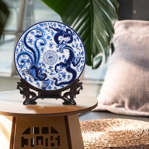 Decoración de porcelana oriental con diseño de fénix y soporte 7