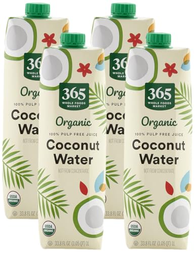 365 by Whole Foods Market, Organic Coconut Water, 33.8 Fl Oz (Pack of 4)