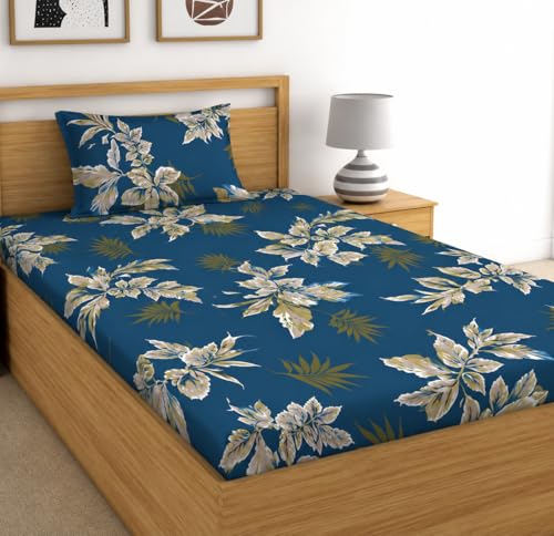 Image of DECORUM Glace Cotton Single Bedsheet with 1 Pillow Cover | Soft, Durable, Lightweight & Skin-Friendly Fabric| Suitable for Single /Diwan Bed Size