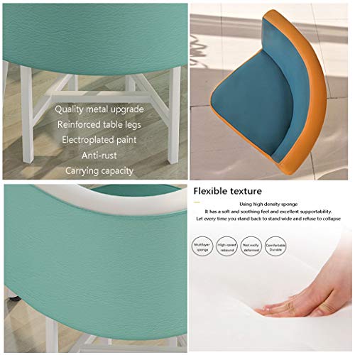 Simple Table And Chair Set Modern Design Round Table Balcony Living Room Dining Table Office Meeting Room Lounge 4 Leather Chairs Coffee Shop Beauty Salon Leisure Table Color: Army Green #TOP4
