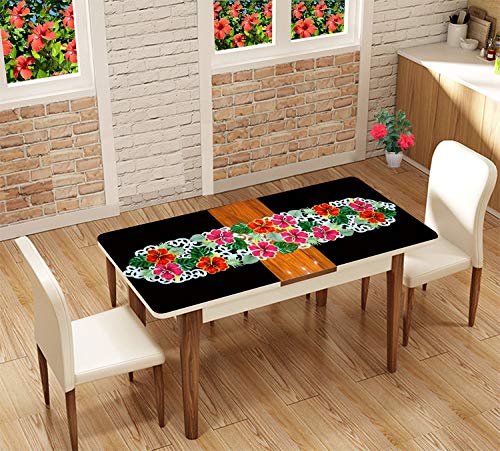 Simhomsen 10276-789 Embroidered Tropical Palm Leaves And Hibiscus Flower Table Runners thumb #2