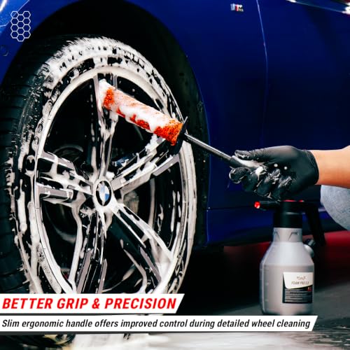 Image of Wavex Small Wheel Cleaning Brush for Car & Bike Detailing | Ultra Soft Microfiber Brush for Tight Wheel Gaps, Spokes & Rim Edges | Safe for Alloy Wheels & Gloss Finishes